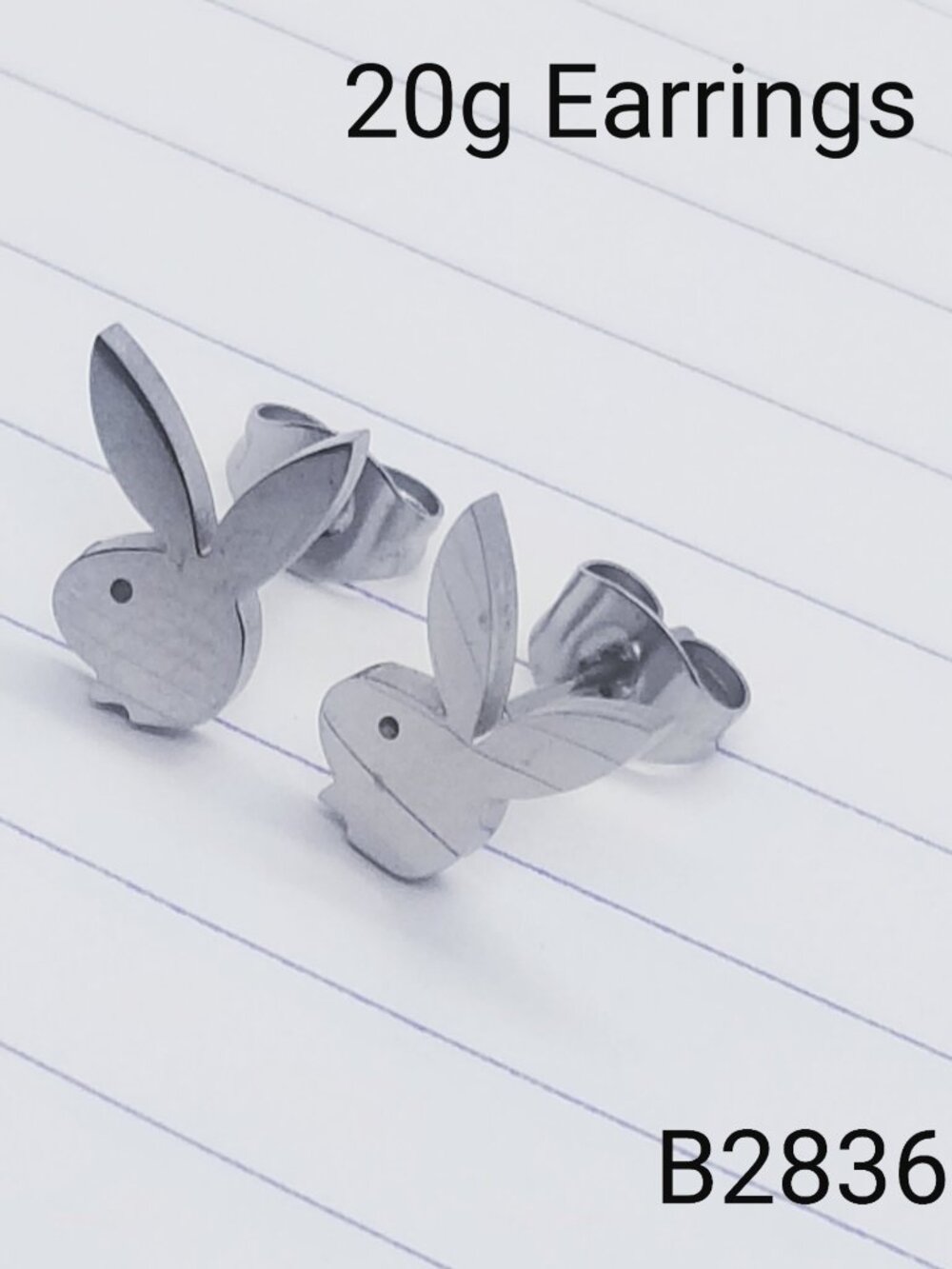 20g Silver Playboy Bunny Stud Earrings B2836